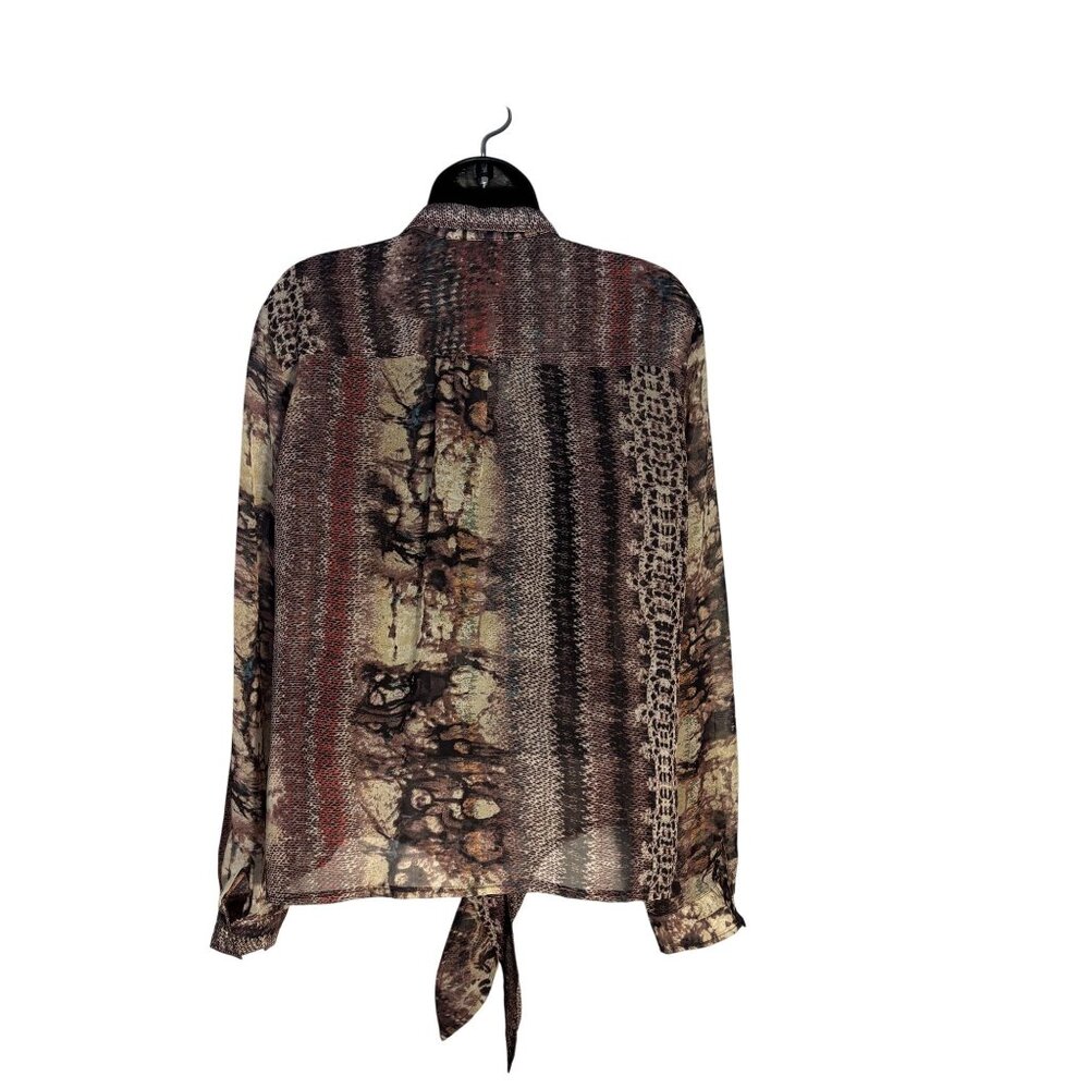 Vintage Alberto Makali Abstract Print Tie-Front Button-Up Blouse Size L - Picture 2 of 10
